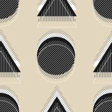 Trendy minimalist seamless pattern with abstract creative geometric composition Illustrazione stock