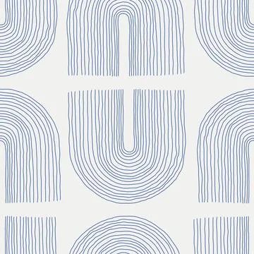 Trendy minimalist seamless pattern with abstract creative hand drawn composition Illustrazione stock