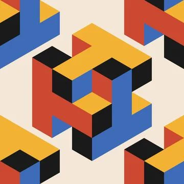 Trendy minimalist seamless pattern with abstract creative geometric composition Stock Illustration