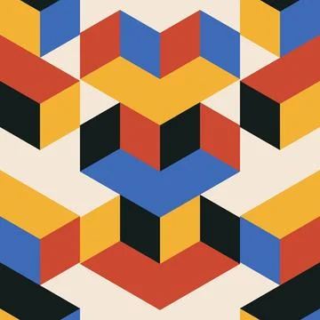 Trendy minimalist seamless pattern with abstract creative geometric composition Stock Illustration