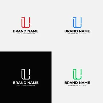 Trendy Modern Line Art Initial U Letter Logo With color variations. Line Lett Stock Illustration