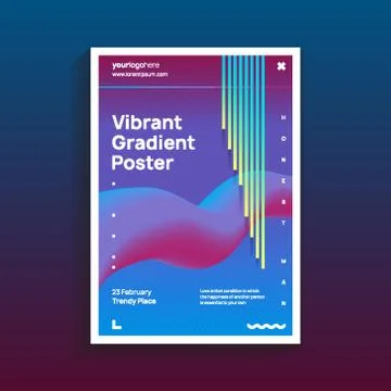 Trendy modern poster. design template with vibrant gradient background. vector Stock Illustration