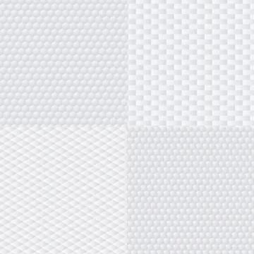 Trendy modern techno white geometric vector textures, origami background set Stock Illustration