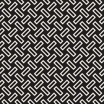 Trendy monochrome twill weave. Vector Seamless Black and White Pattern. Stock Illustration