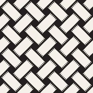 Trendy monochrome twill weave. Vector Seamless Black and White Pattern. Stock Illustration