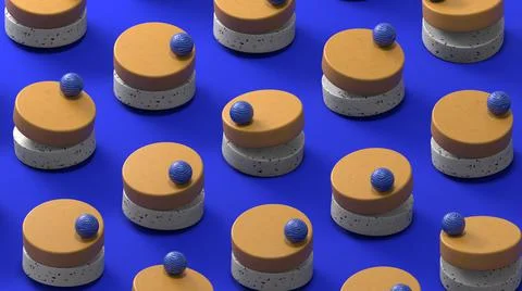 Trendy motion design background. 3d render of sweet candy cakes Stock Illustration
