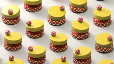 Trendy motion design background loop animation. 3d render of sweet candy cakes Stock Footage 175263950