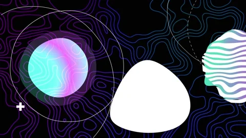 Trendy motion graphics background with liquid shapes, lines and typo texture Stock Footage 142062679