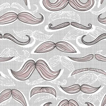 Trendy mustache seamless pattern Stock Illustration