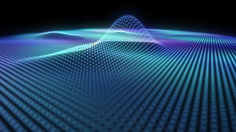 Trendy neon background digital graphic landscape of dots. Blue glowing surf.. Stock-Footage 335242899