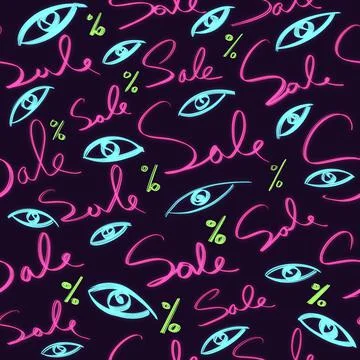 Trendy neon sell-out pattern. Black Friday pattern. Bright neon background. Stock Illustration