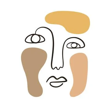 Trendy One line drawing face vector illustration Stock Illustration