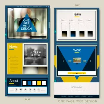 Trendy one page website template design with geometric elements 스톡 일러스트