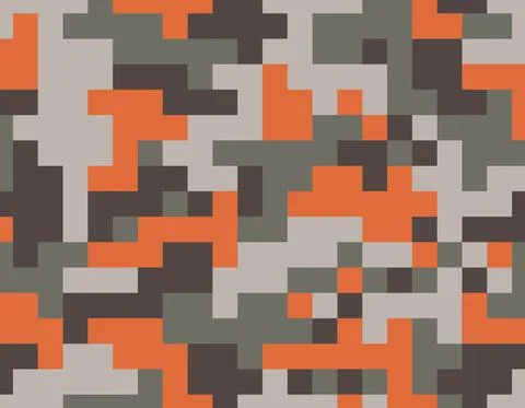 Trendy orange camouflage pixel pattern Illustrazione stock