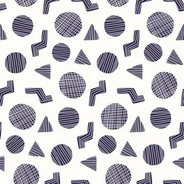 Trendy pattern with doodle geometric shapes Illustrazione stock