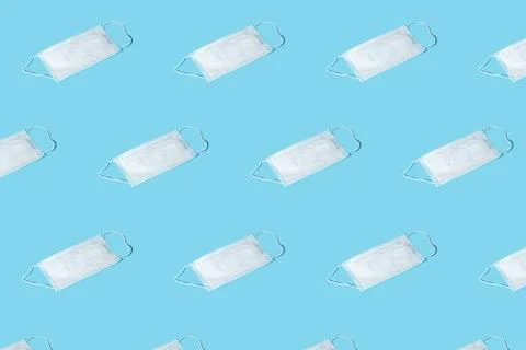 Trendy pattern from protective masks with soft shadow. Clean surgical mask Stock Photos