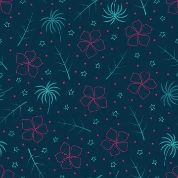 Trendy periwinkle flowers vector seamless pattern design for textile Stock Illustration