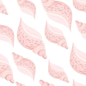 Trendy pink seashells vector seamless pattern. Underwater backdrop. Abstract  스톡 일러스트