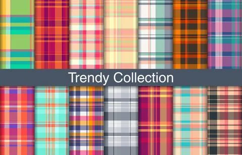 Trendy plaid collection, textile design, checkered fabric pattern for shirt,  스톡 일러스트