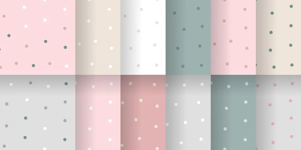 Trendy polka dot pattern collection, seamless vector texture, trendy 2020 Stock Illustration