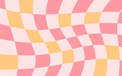 Trendy psychedelic checkerboard background featuring wavy vector shapes and.. Stock Illustration