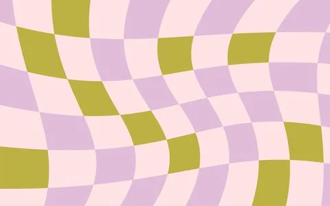 Trendy psychedelic checkerboard background featuring wavy vector shapes and.. Stock Illustration
