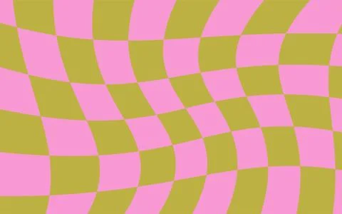 Trendy psychedelic checkerboard background featuring wavy vector shapes and.. Stock Illustration