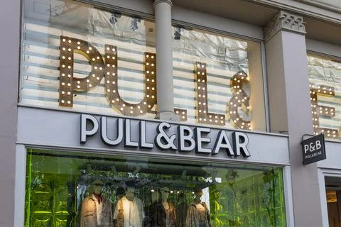 Trendy Pull and Bear Shop Front Featuring Iconic Brand Logo. London, UK, 14 Stock Photos