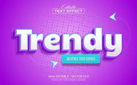 Trendy purple 3d text effect editable Stock Illustration