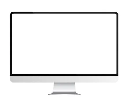 Trendy realistic thin frame silver monitor mock up with blank white screen Stock Illustration