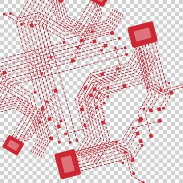 Trendy red technology circuit pattern isolated PNG with transparent background Stock Photos