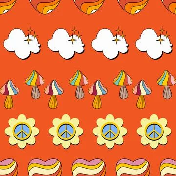 Trendy retro 70s seamless pattern vector illustration Stock Illustration