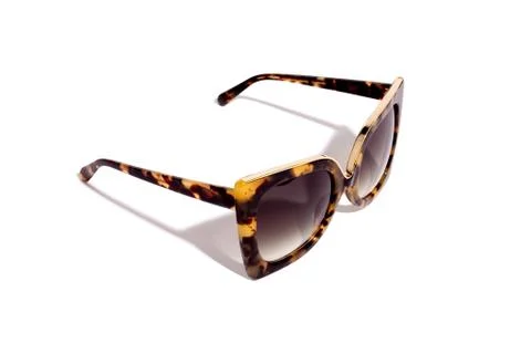 Trendy retro leopard print gradient sunglasses in plastic frame Stock Photos