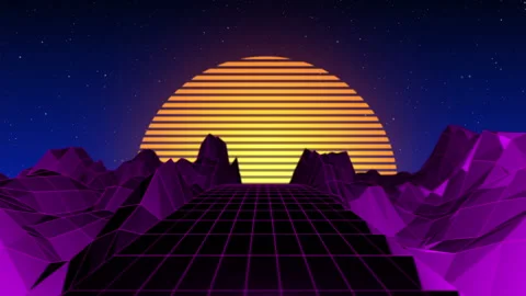 Trendy Retro Neon Synthwave Low Poly Background Stock Footage 248465267