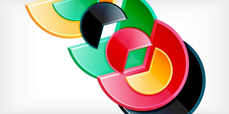 Trendy round shapes with triangular angle design element. Vector Illustration Illustrazione stock
