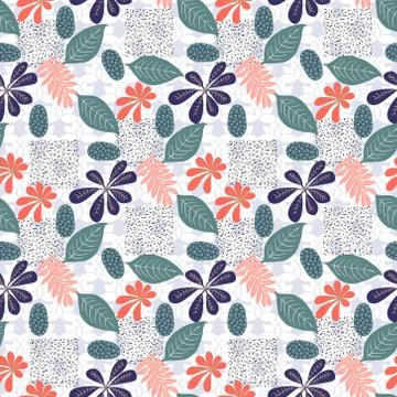 Trendy seamless exotic pattern with foliage. Modern abstract design for paper Illustrazione stock