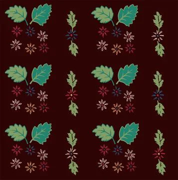 Trendy seamless floral ditsy pattern daisies, bellflowers ears weat berries. Stock Illustration