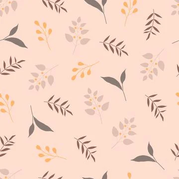 Trendy seamless floral ditsy pattern design of abstract branches of leaves. Illustrazione stock