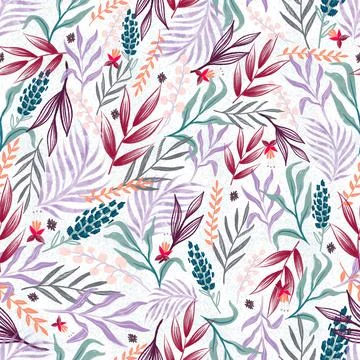 Trendy Seamless Floral Pattern in hand drawn style. Ditsy repeated textile an Stock Illustration