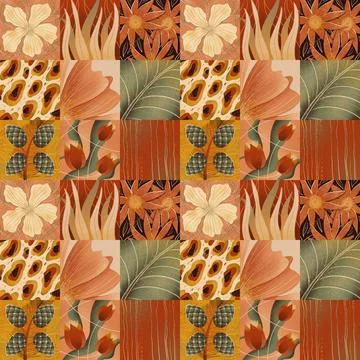 Trendy Seamless Floral Pattern in hand drawn style. Ditsy repeated textile an Stock Illustration