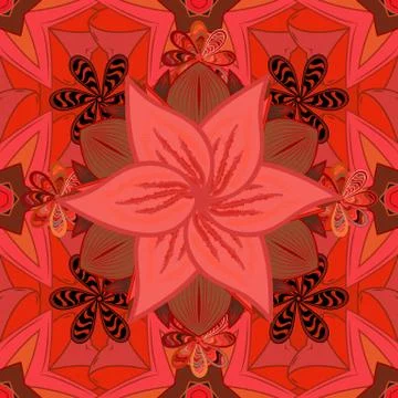 Trendy seamless Floral Pattern In Vector illustration. Flat Flower Elements Desi Stockillustratie