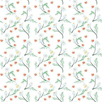 Trendy Seamless Floral Pattern in Vector Stock Illustration