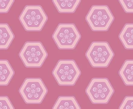 Trendy seamless flowers pattern on pink background . Cherry blossoms. Bloomin Stock Illustration