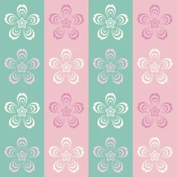 Trendy seamless flowers pattern on pink background . Cherry blossoms. Bloomin Stock Illustration