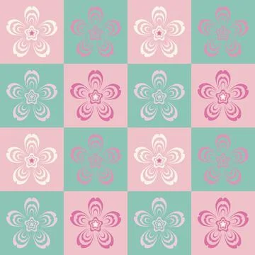Trendy seamless flowers pattern on pink background . Cherry blossoms. Bloomin Illustrazione stock