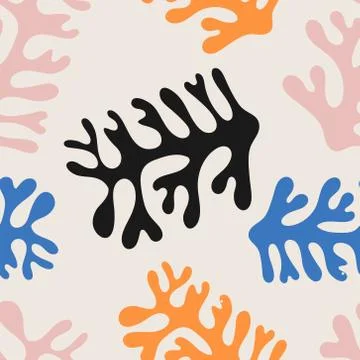 Trendy seamless pattern with abstract organic cut out Matisse inspired shapes Stock Illustration