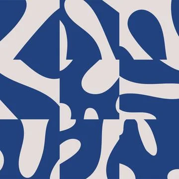 Trendy seamless pattern with abstract organic cut out Matisse inspired shapes Illustrazione stock