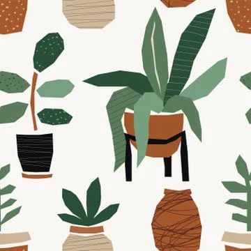 Trendy seamless pattern with abstract paper cut out collage of organic shapes Illustrazione stock