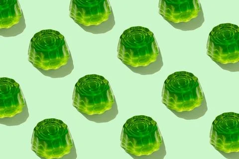 Trendy seamless pattern of bright green jelly of transparent slime backgrou.. Stock Photos