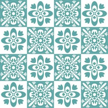 Trendy seamless pattern for ceramic tiles in spanish portuguese retro style Ilustración de archivo